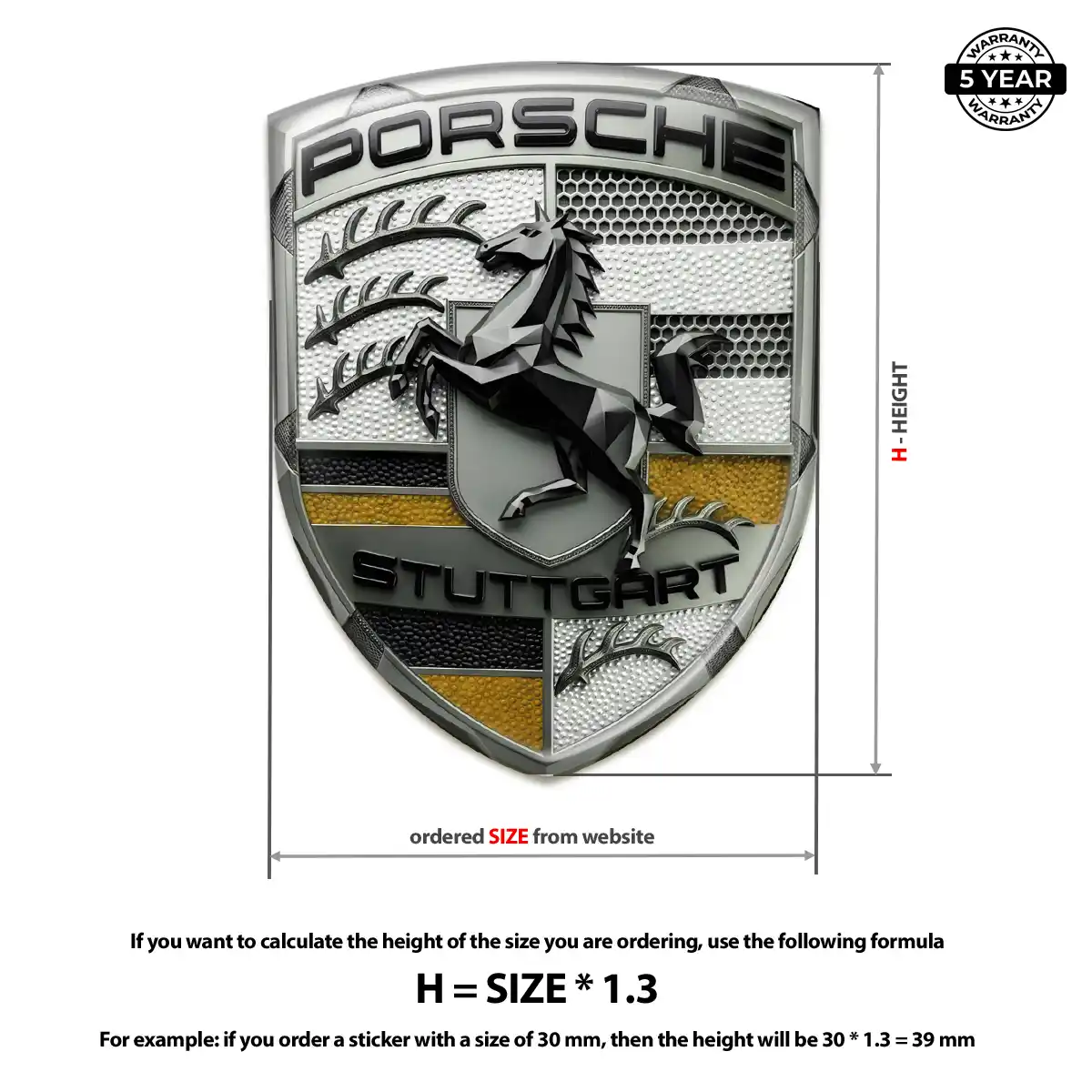 Porsche Automotive Resin Decal Sleek Style