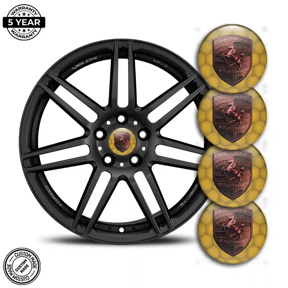 Porsche Badge Emblems Center Cap Deluxe Edition