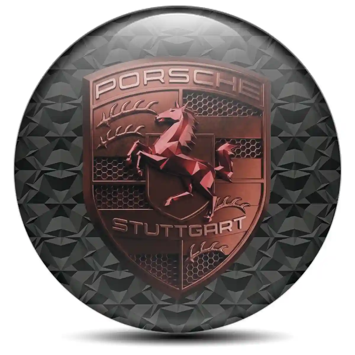 Porsche Badge Emblems Center Cap Self-Adhesive Cabin Style