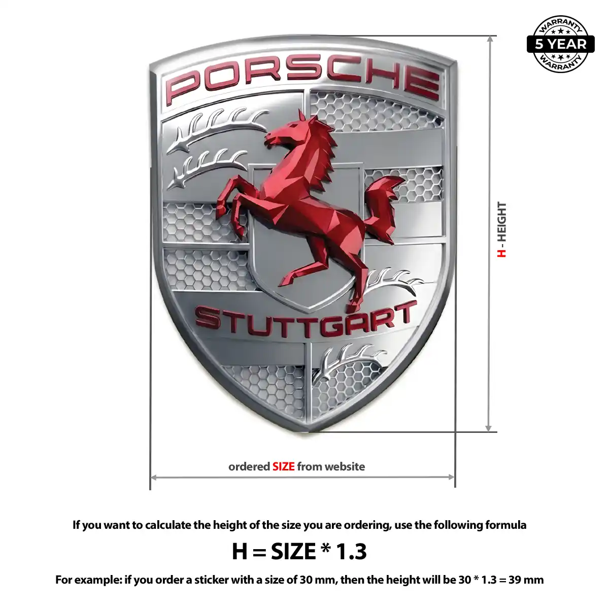 Porsche Domed Car Sticker Sleek Style