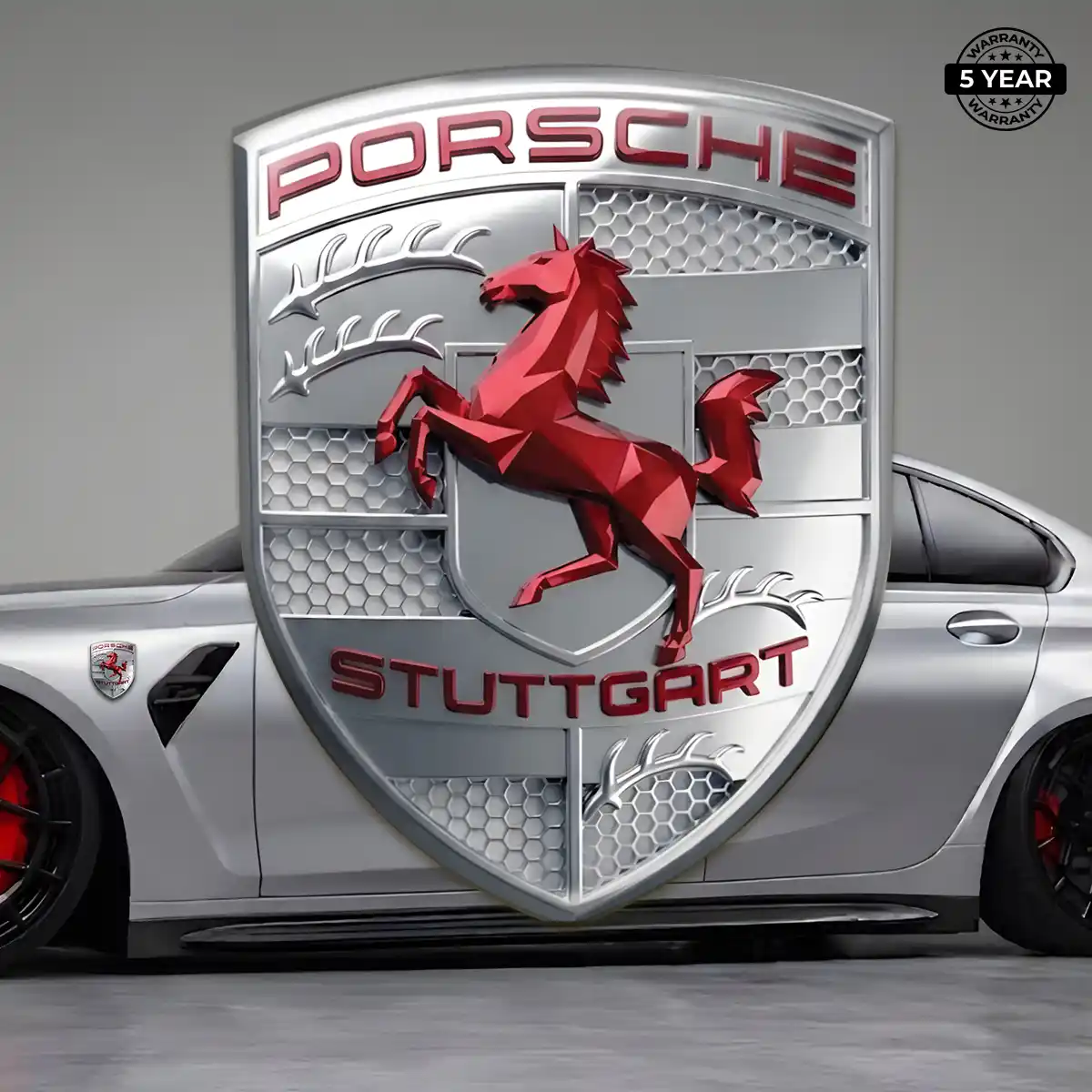 Porsche Domed Car Sticker Sleek Style