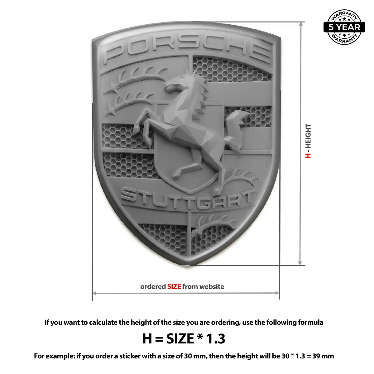 Porsche Domed Decal Sleek Style