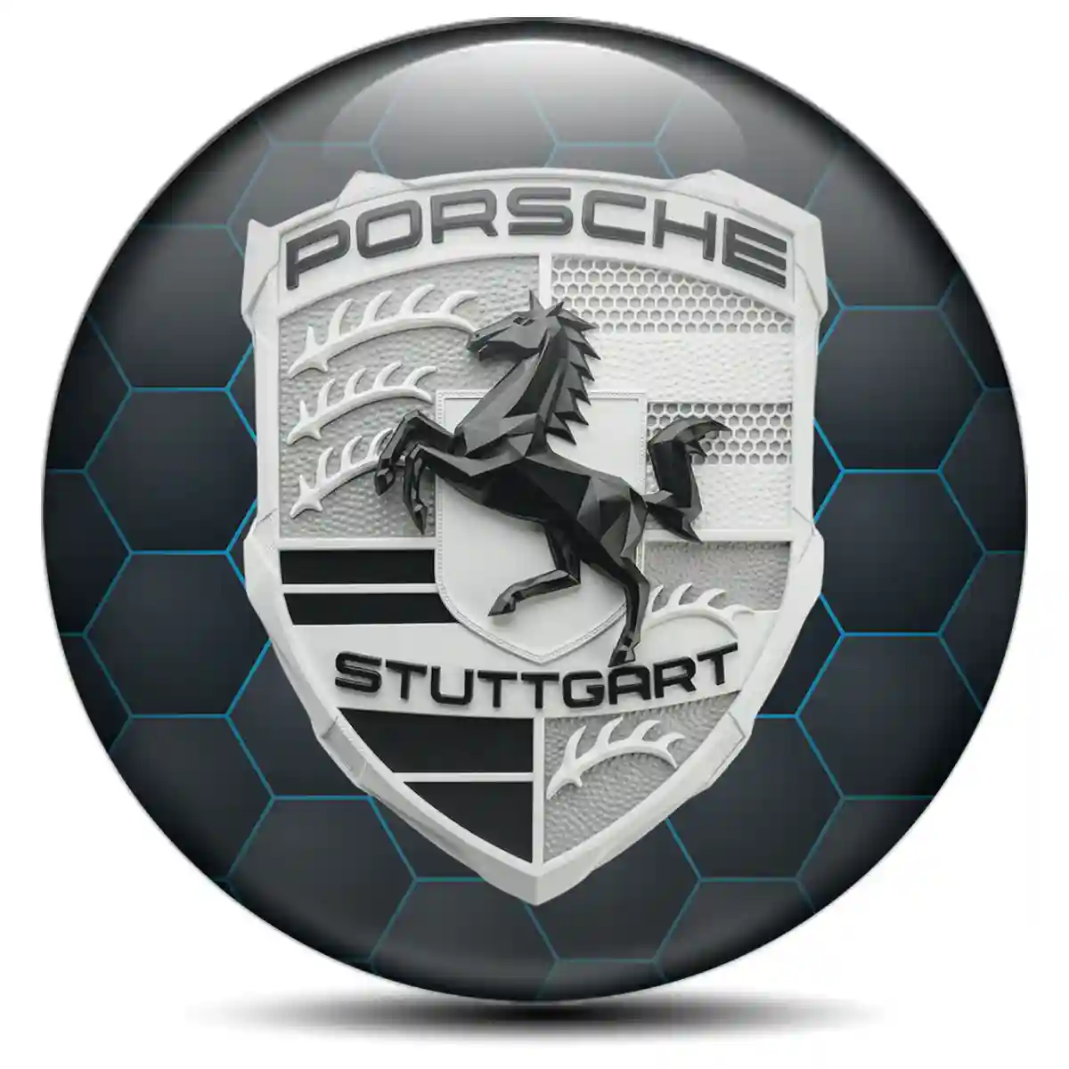 Porsche Domed Emblem Self-Adhesive Outer Style