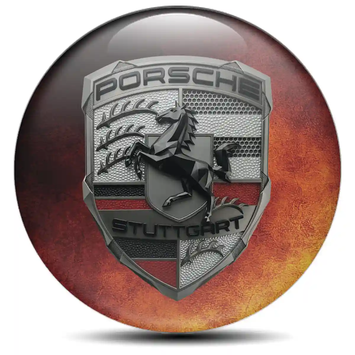 Porsche Domed Emblem Self-Adhesive Performance Style