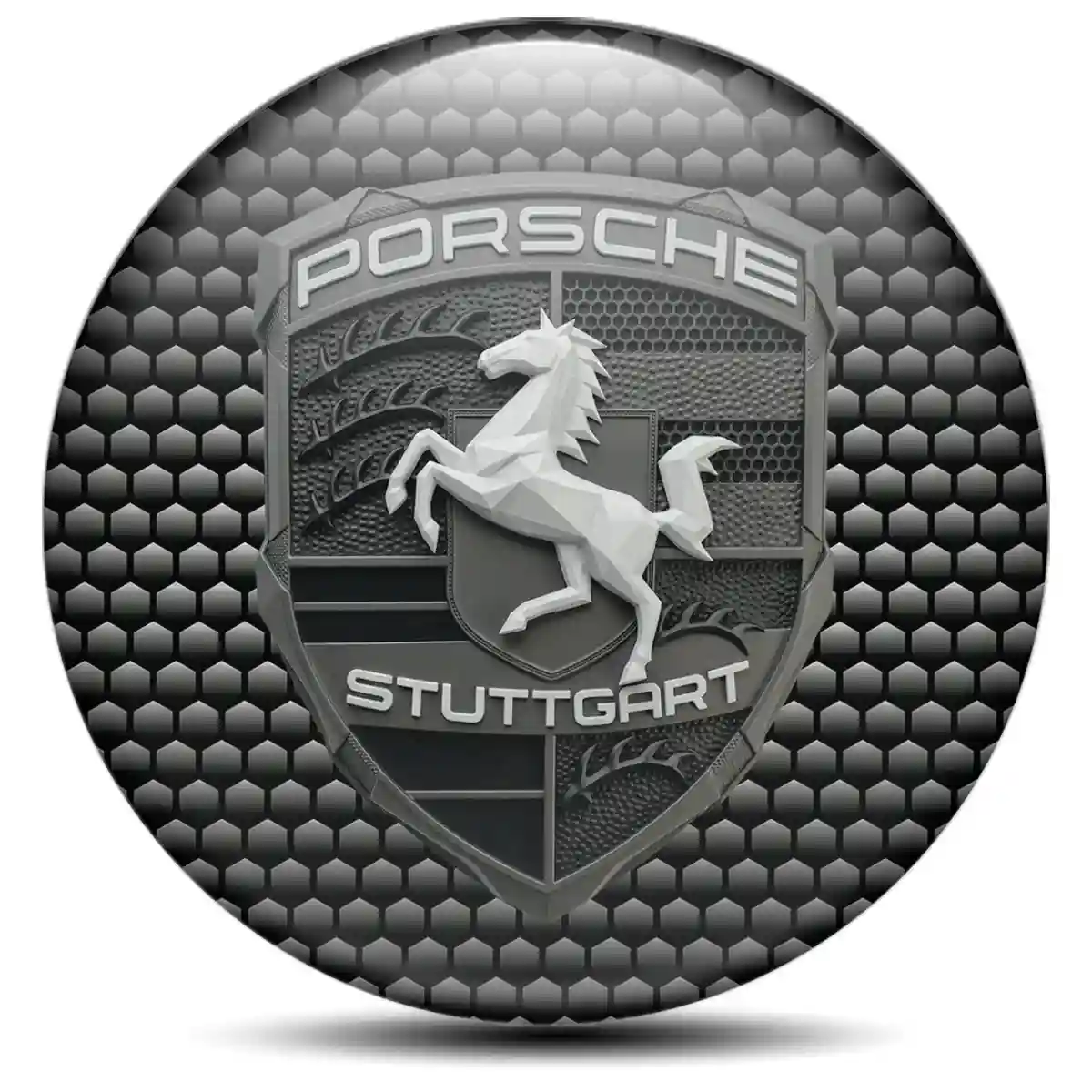 Porsche Domed Emblem Self-Adhesive Refined Design