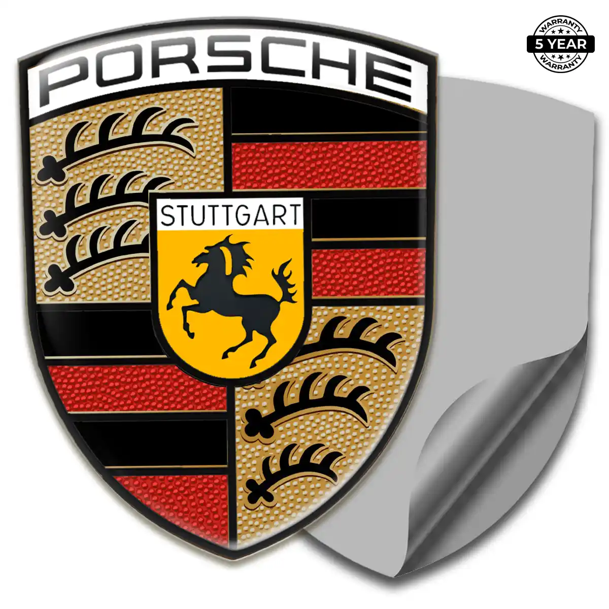 Porsche Domed Logo Sticker Sleek Style