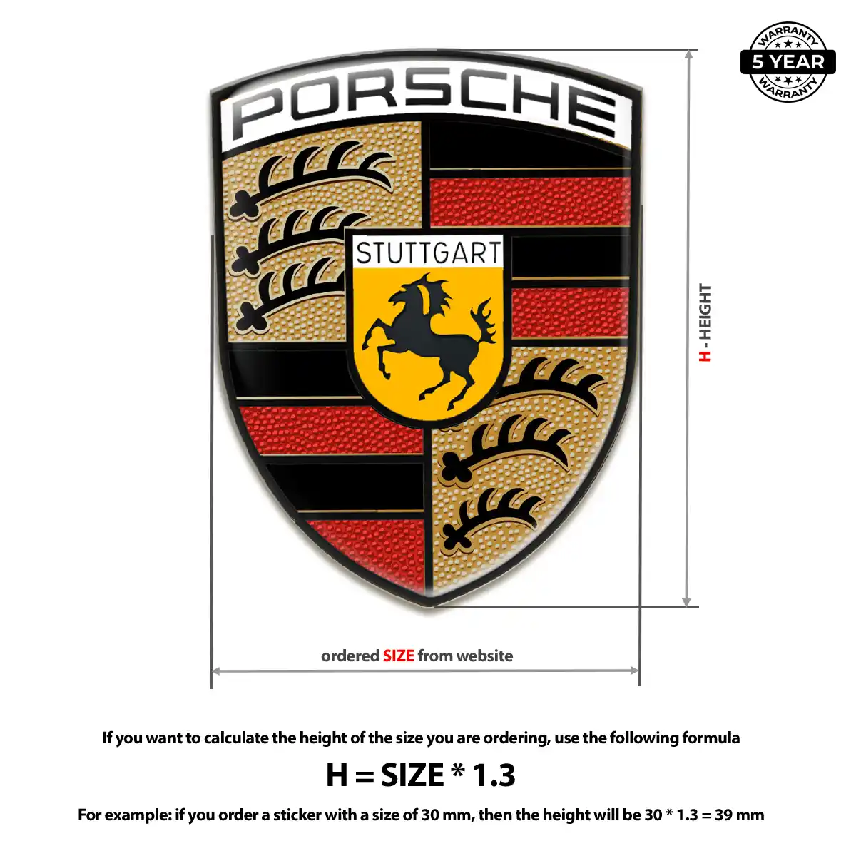 Porsche Domed Logo Sticker Sleek Style