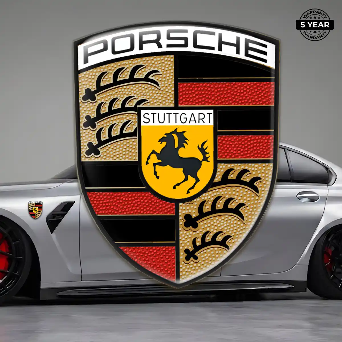 Porsche Domed Logo Sticker Sleek Style