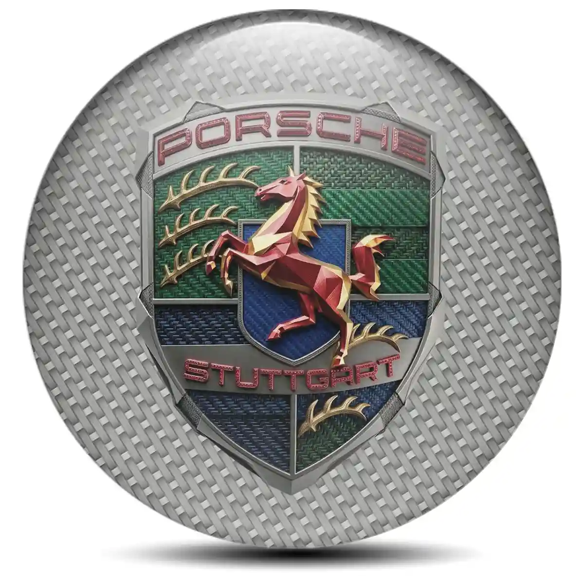 Porsche Domed Sticker Self-Adhesive Refined Design