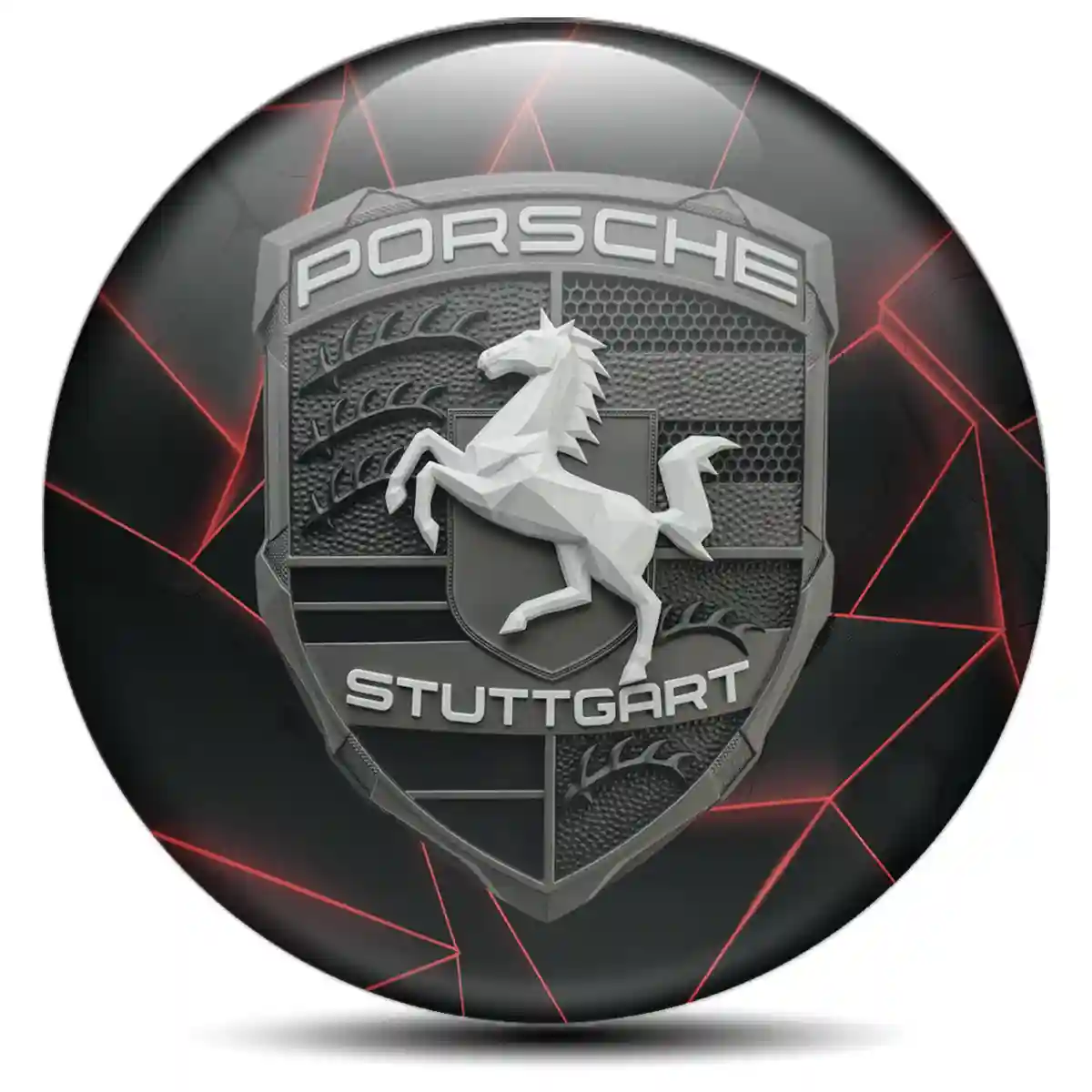 Porsche Domed Sticker Self-Adhesive Signature Grade