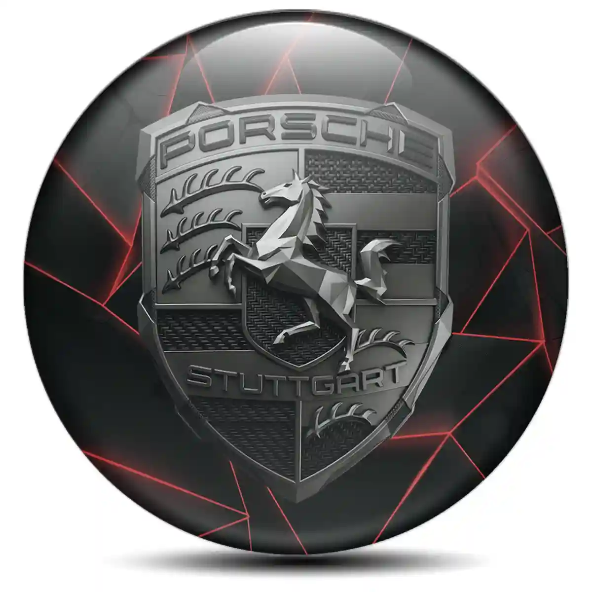 Porsche Domed Sticker Self-Adhesive Sleek Style