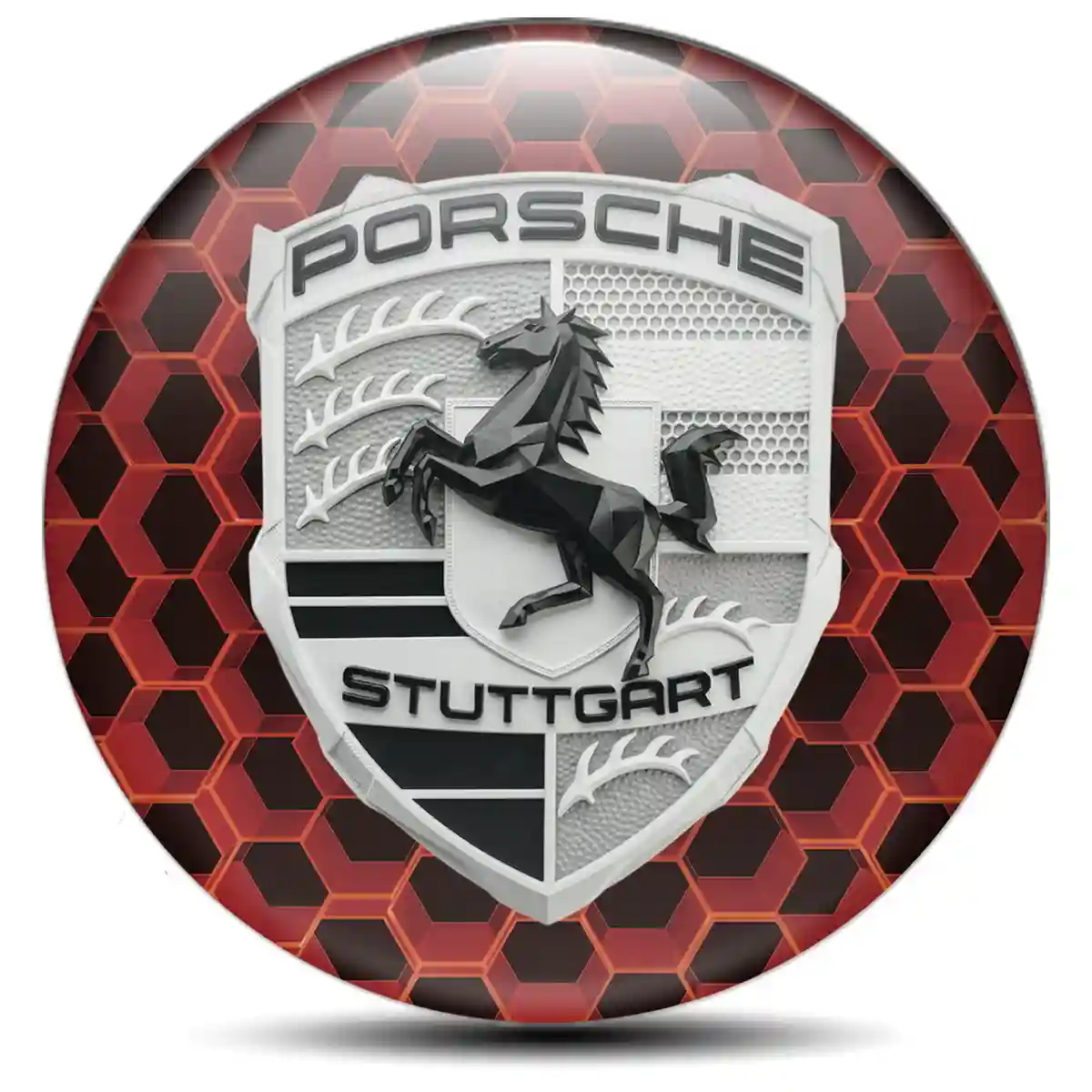 Porsche Domed Sticker Self-Adhesive Sport Tuning