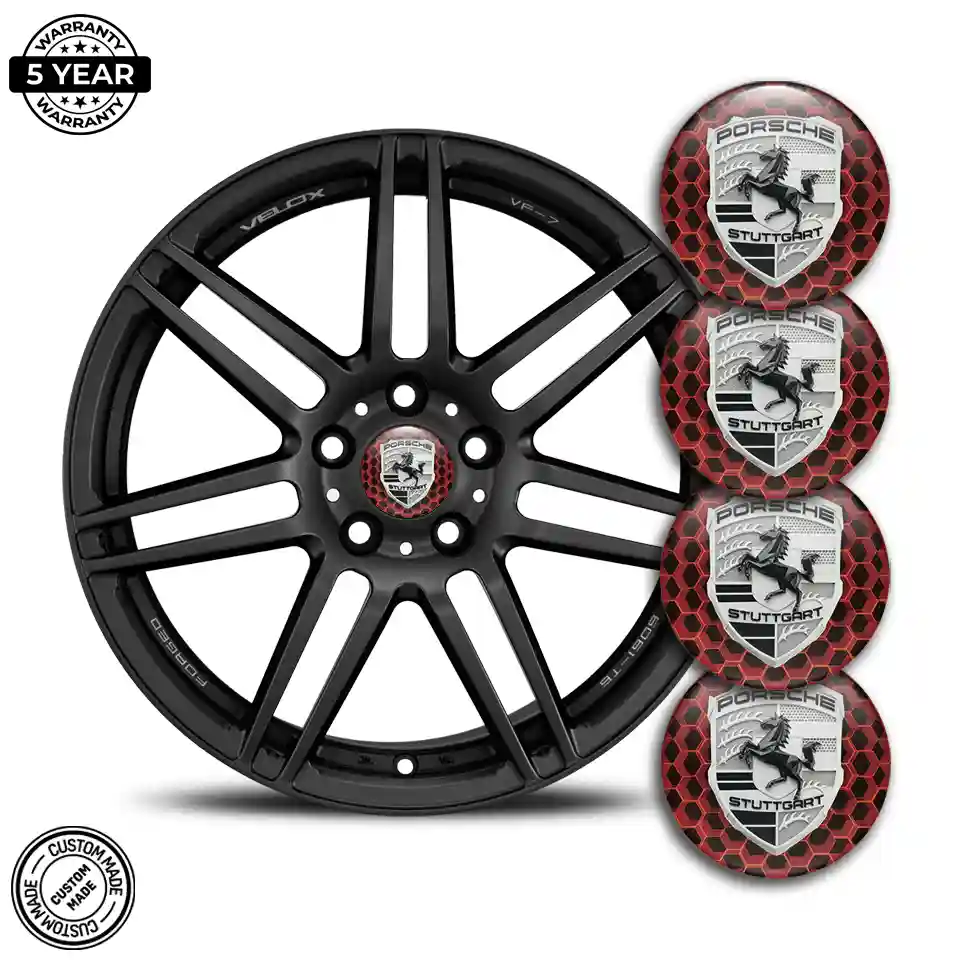 Porsche Domed Sticker Self-Adhesive Sport Tuning