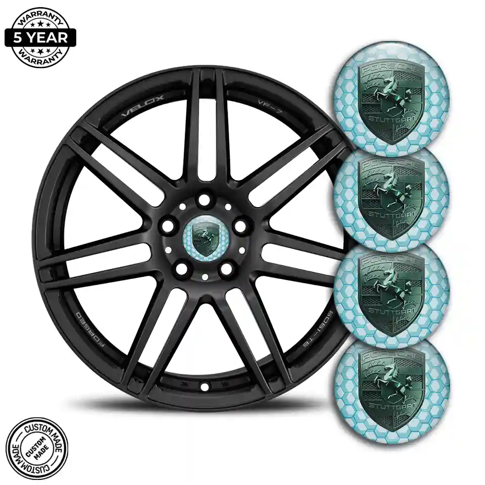 Porsche Emblem Center Hub Cap Self-Adhesive Branded Line