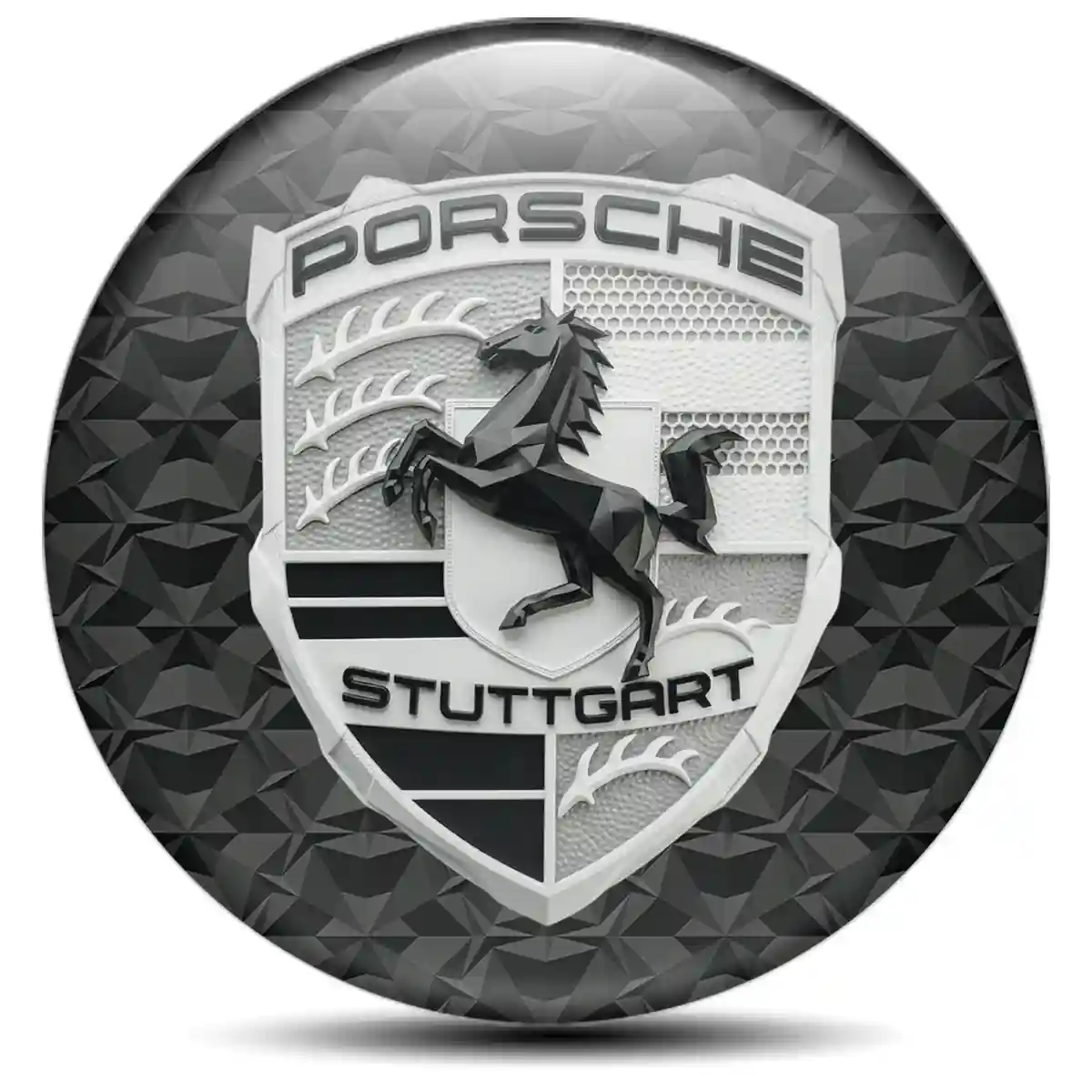 Porsche Emblem Center Hub Cap Self-Adhesive Cabin Style