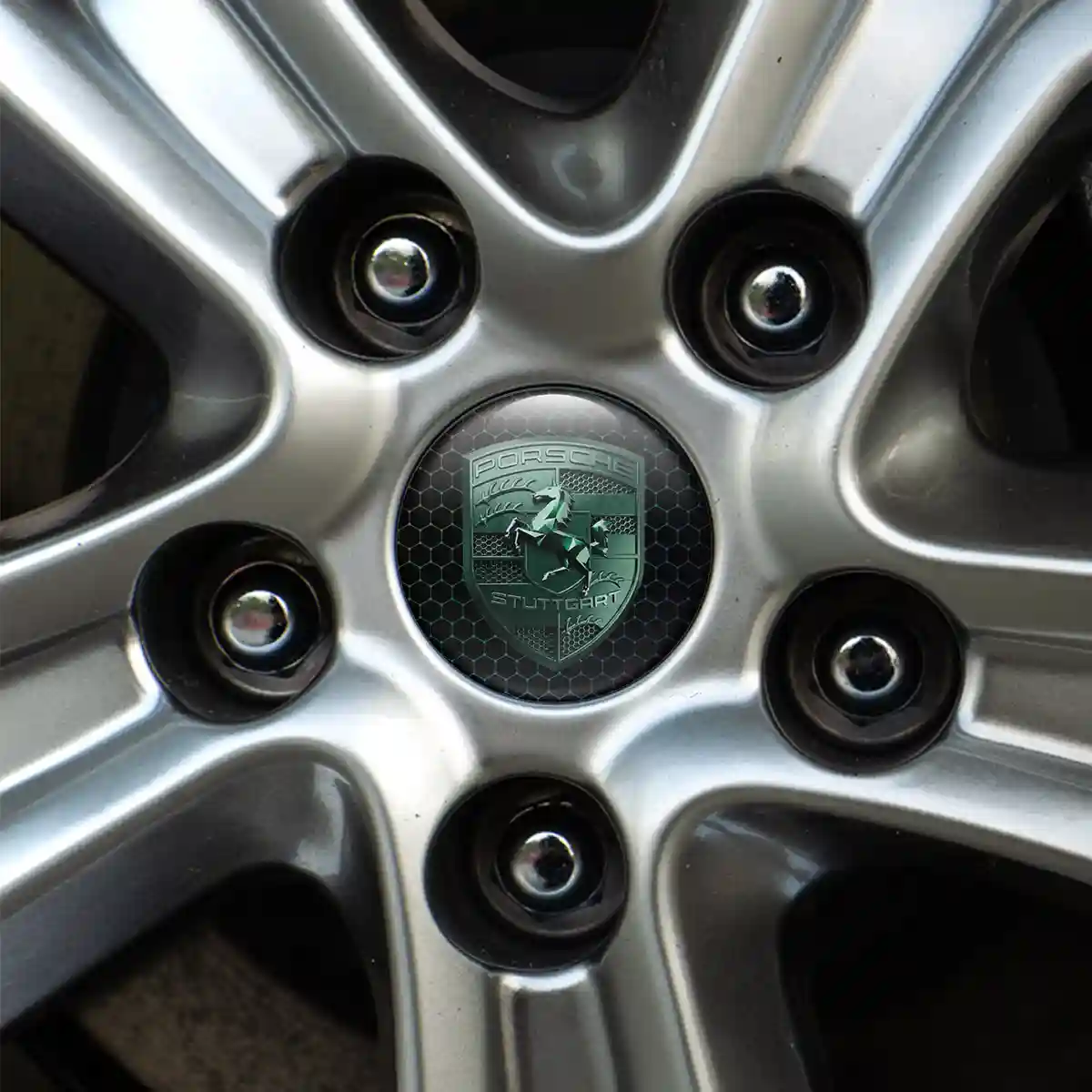 Porsche Emblem Center Hub Cap Self-Adhesive Exterior Luxe