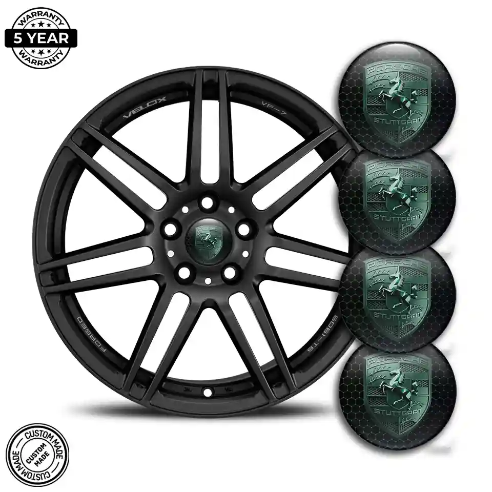 Porsche Emblem Center Hub Cap Self-Adhesive Exterior Luxe