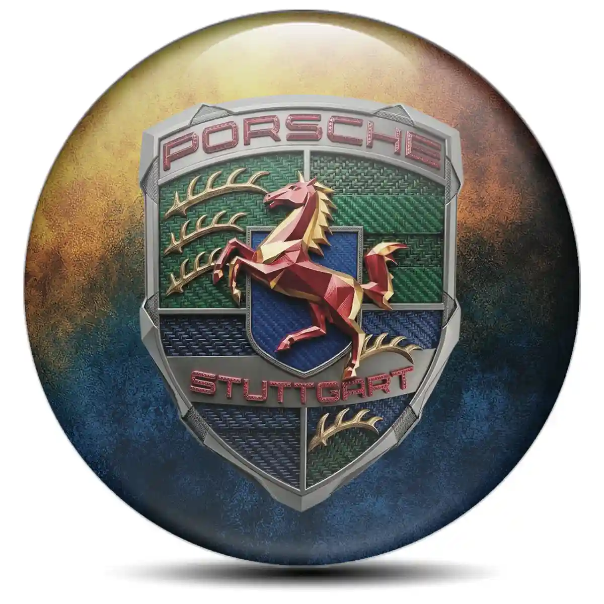 Porsche Emblem Center Hub Cap Self-Adhesive Prestige Line