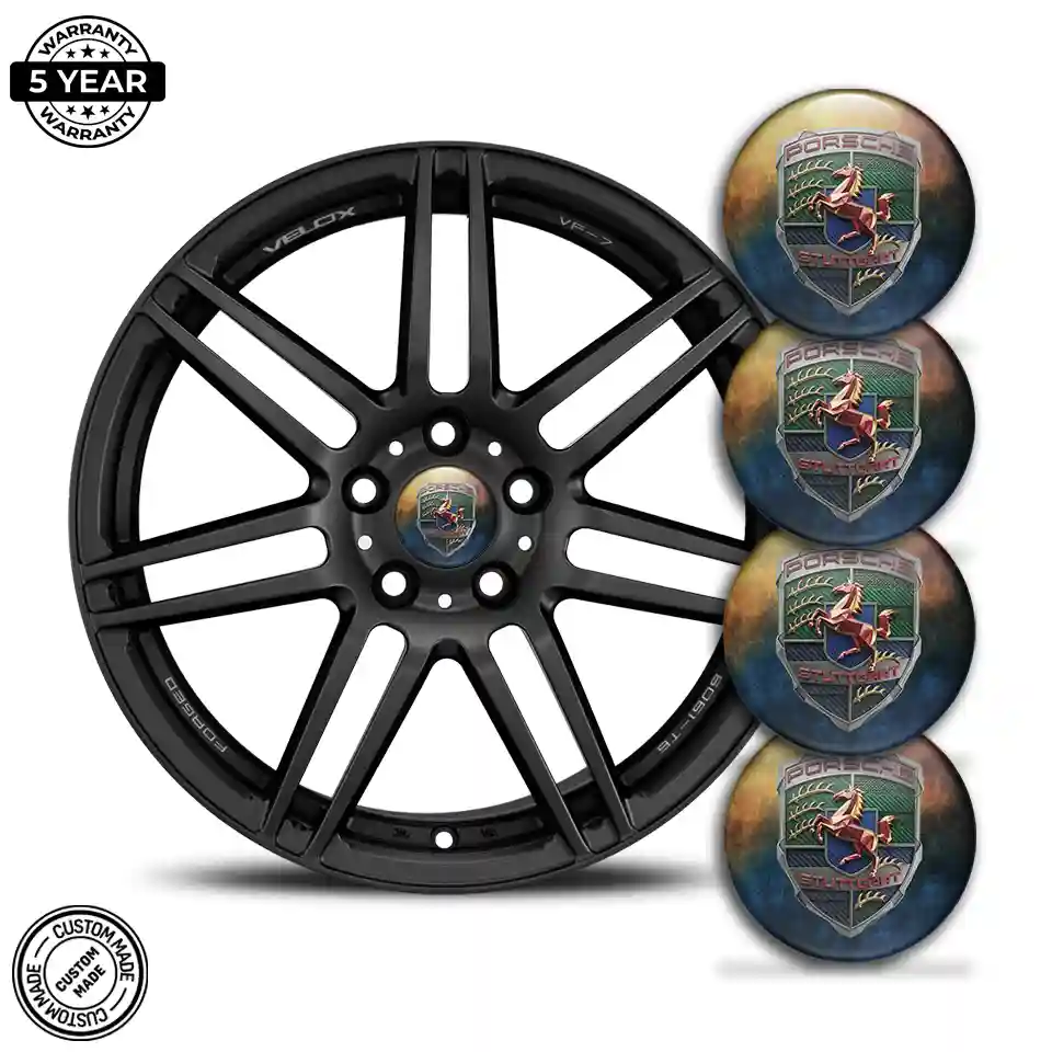 Porsche Emblem Center Hub Cap Self-Adhesive Prestige Line