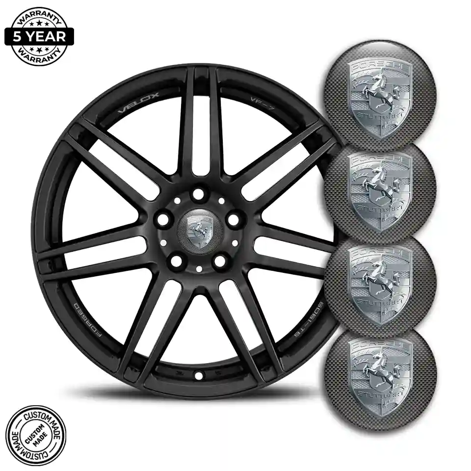 Porsche Emblem Center Hub Cap Self-Adhesive Resin Luxe