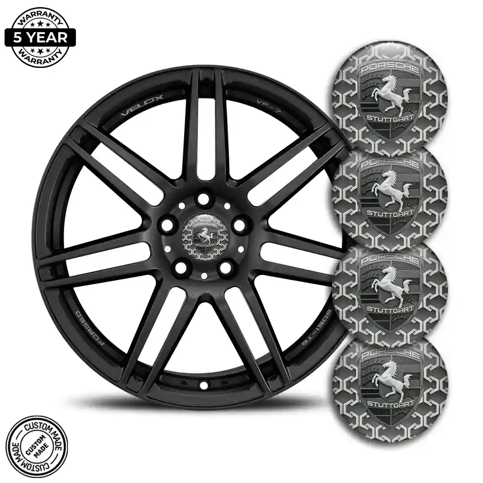 Porsche Emblem Center Hub Cap Self-Adhesive Sleek Style