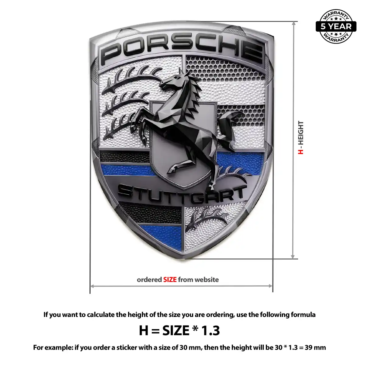 Porsche Emblem Domed Badge Sleek Style