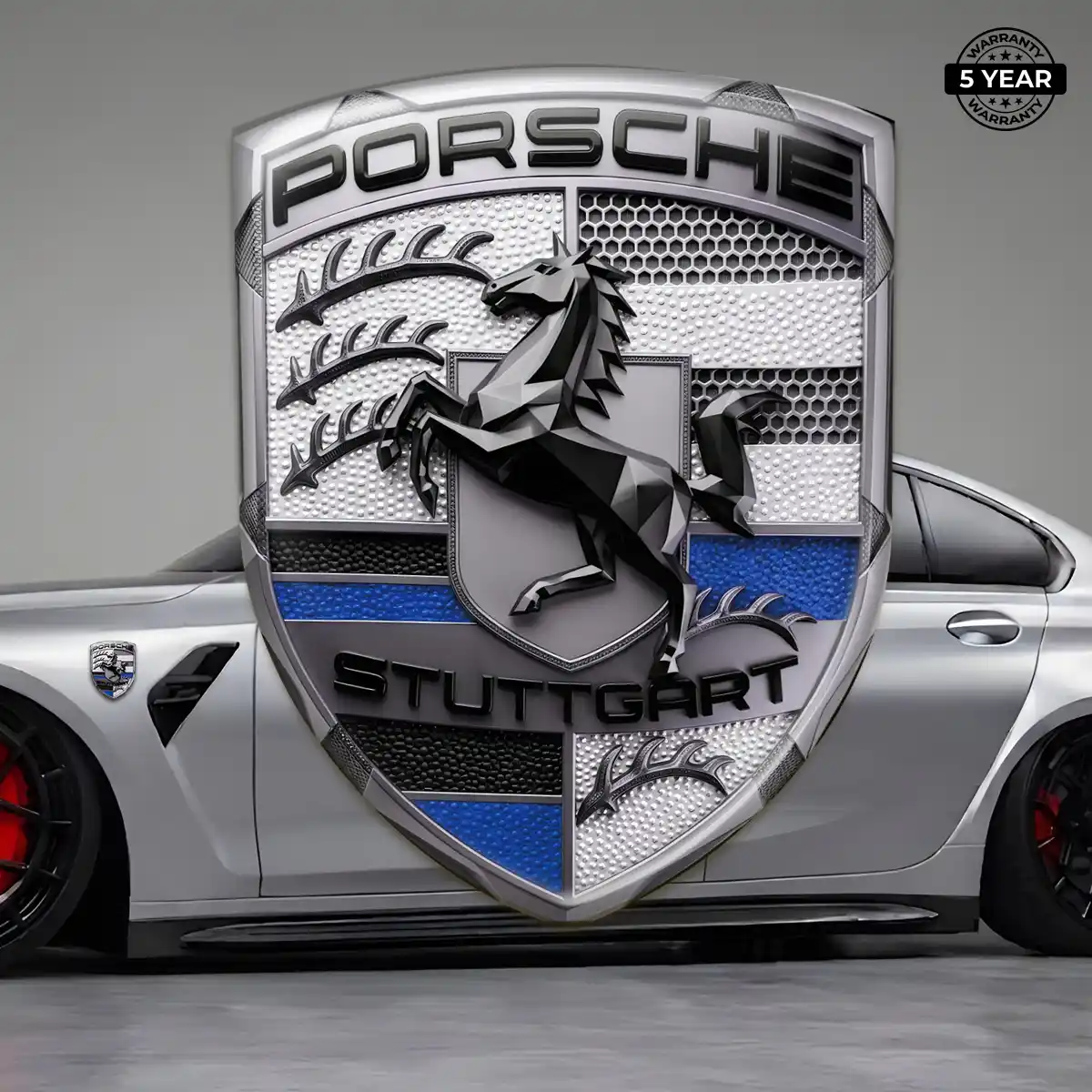 Porsche Emblem Domed Badge Sleek Style