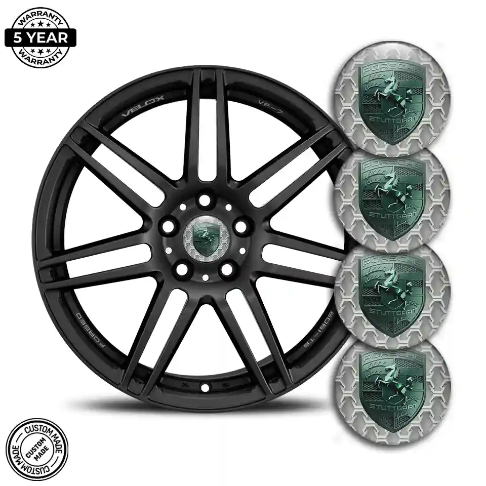 Porsche Emblem Wheel Center Caps Deluxe Edition