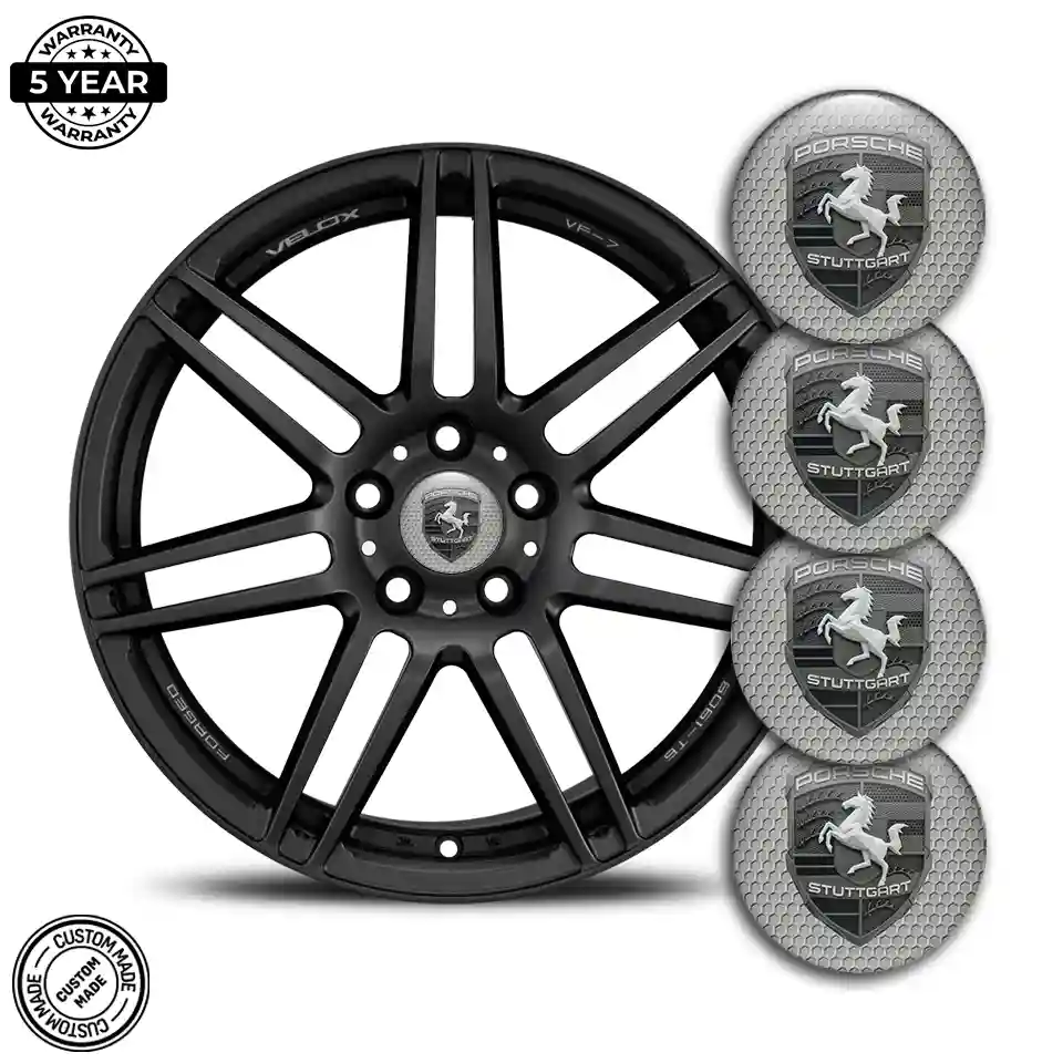 Porsche Emblem Wheel Center Caps Premium Dome