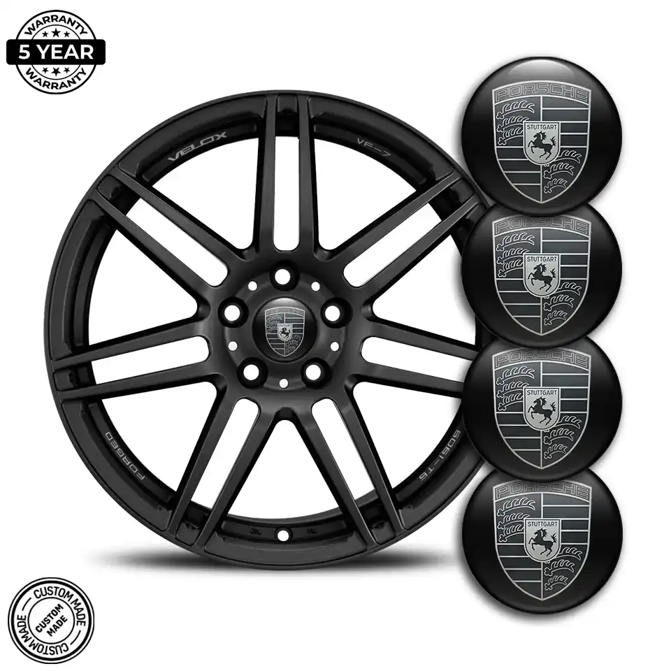Porsche Emblem Wheel Center Caps Premium Edition