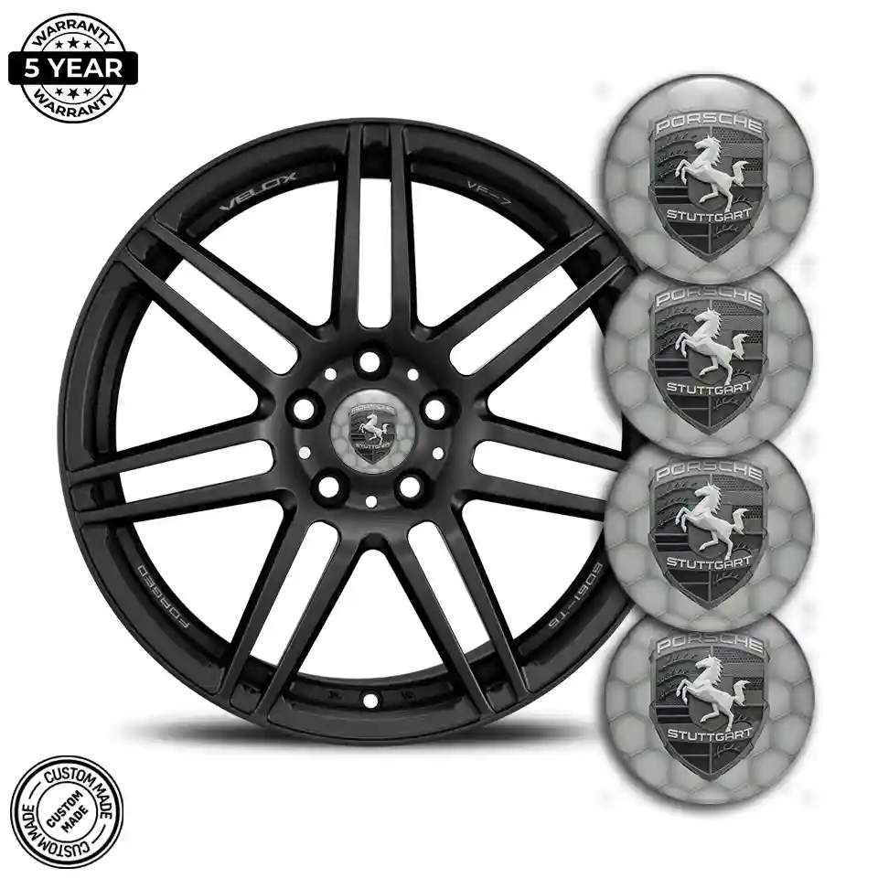 Porsche Emblem Wheel Center Caps Resin Luxe