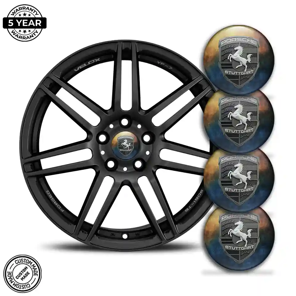 Porsche Emblem Wheel Center Caps Self-Adhesive Cabin Style