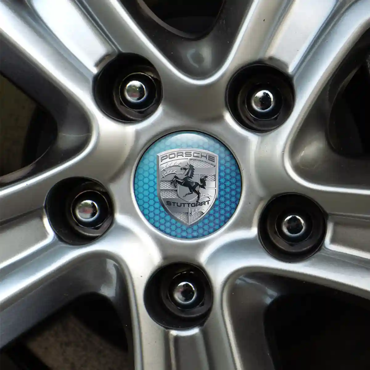 Porsche Emblem Wheel Center Caps Self-Adhesive Resin Luxe