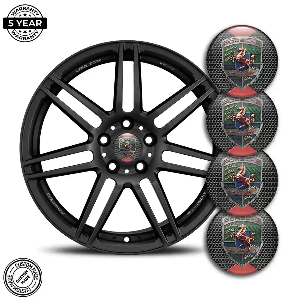 Porsche Emblem Wheel Center Caps Self-Adhesive Sleek Style