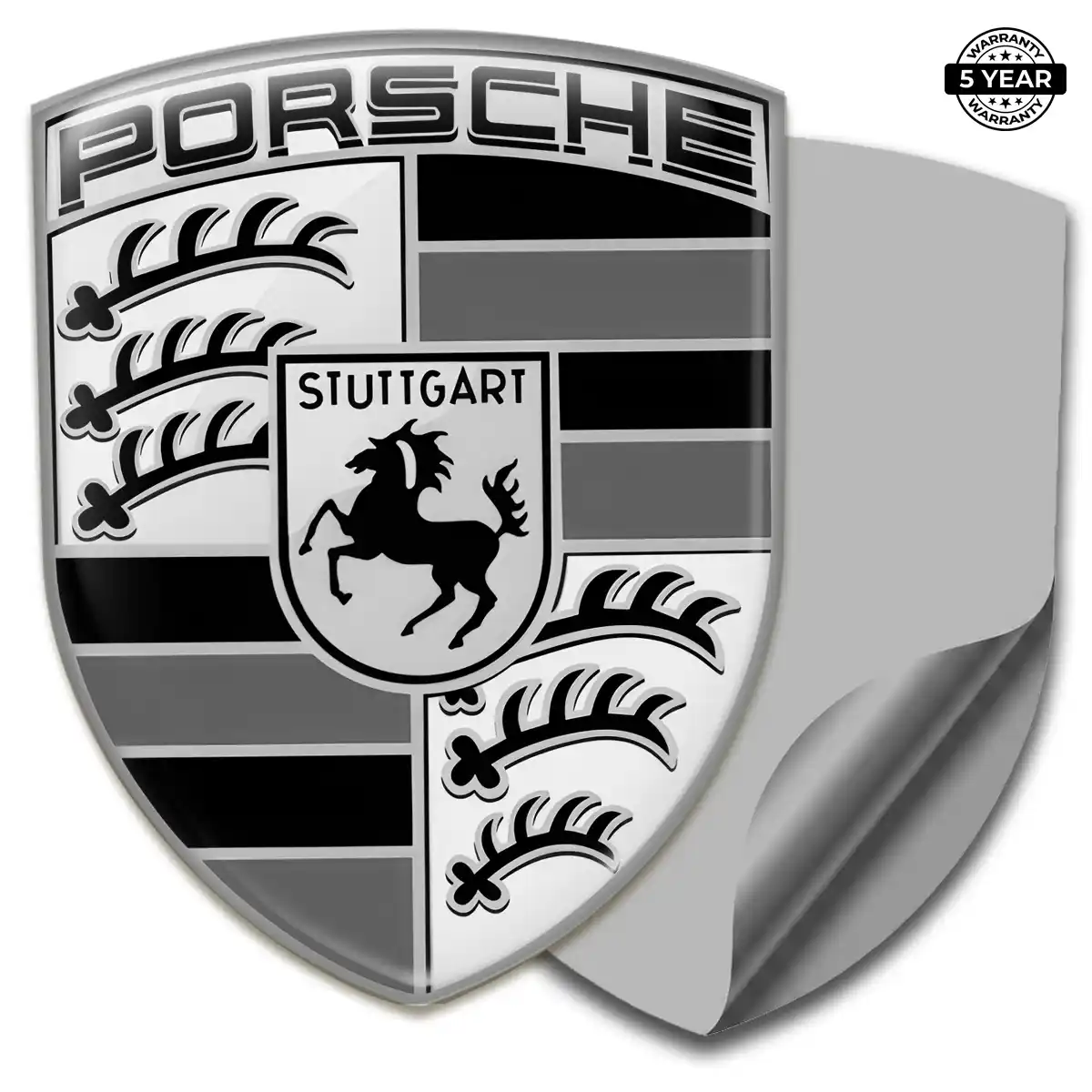Porsche Epoxy Domed Sticker Sleek Style