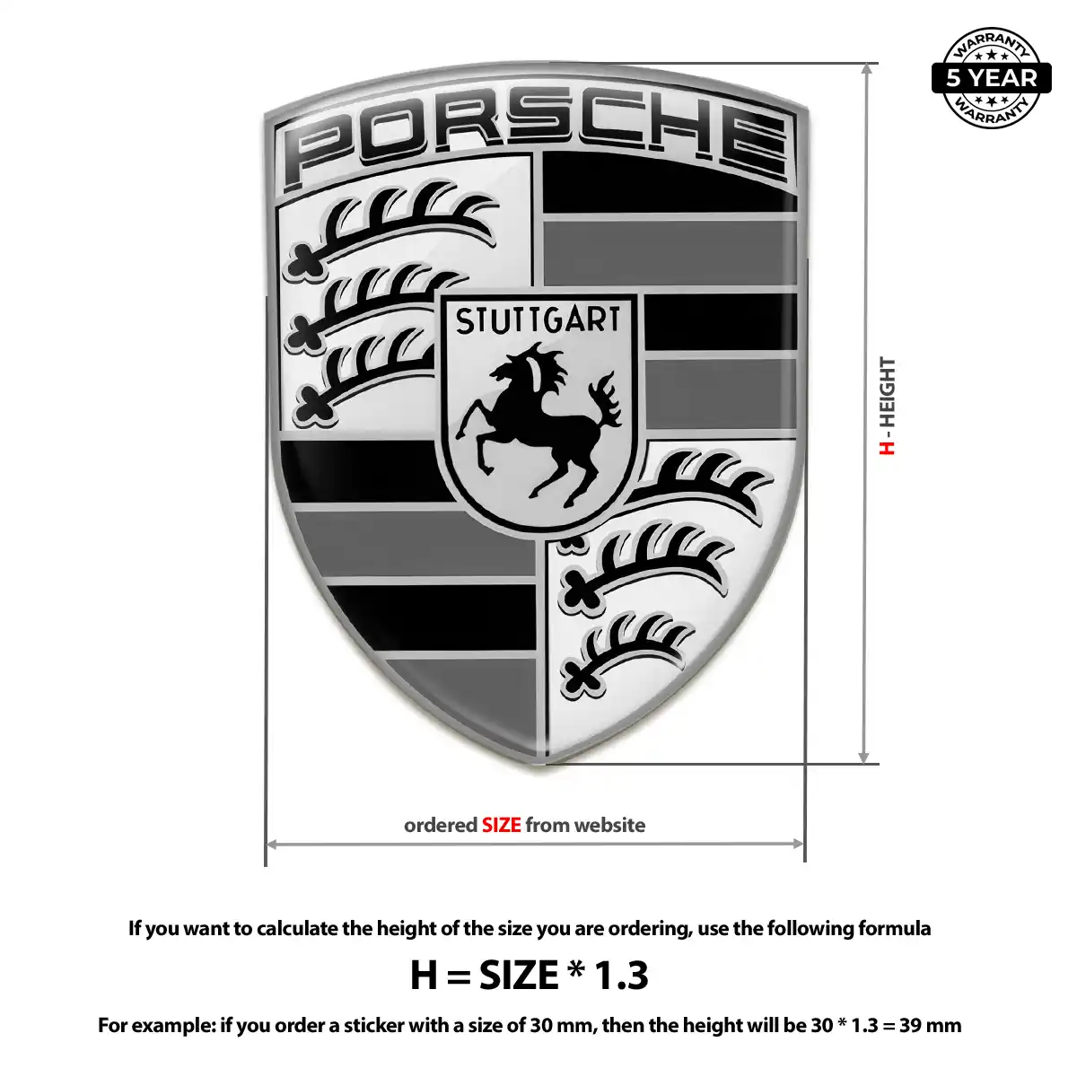 Porsche Epoxy Domed Sticker Sleek Style