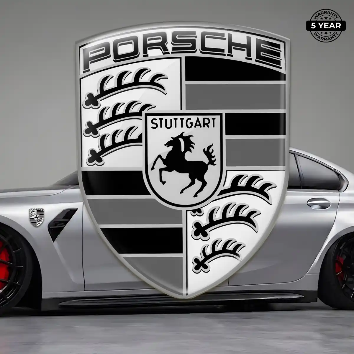 Porsche Epoxy Domed Sticker Sleek Style