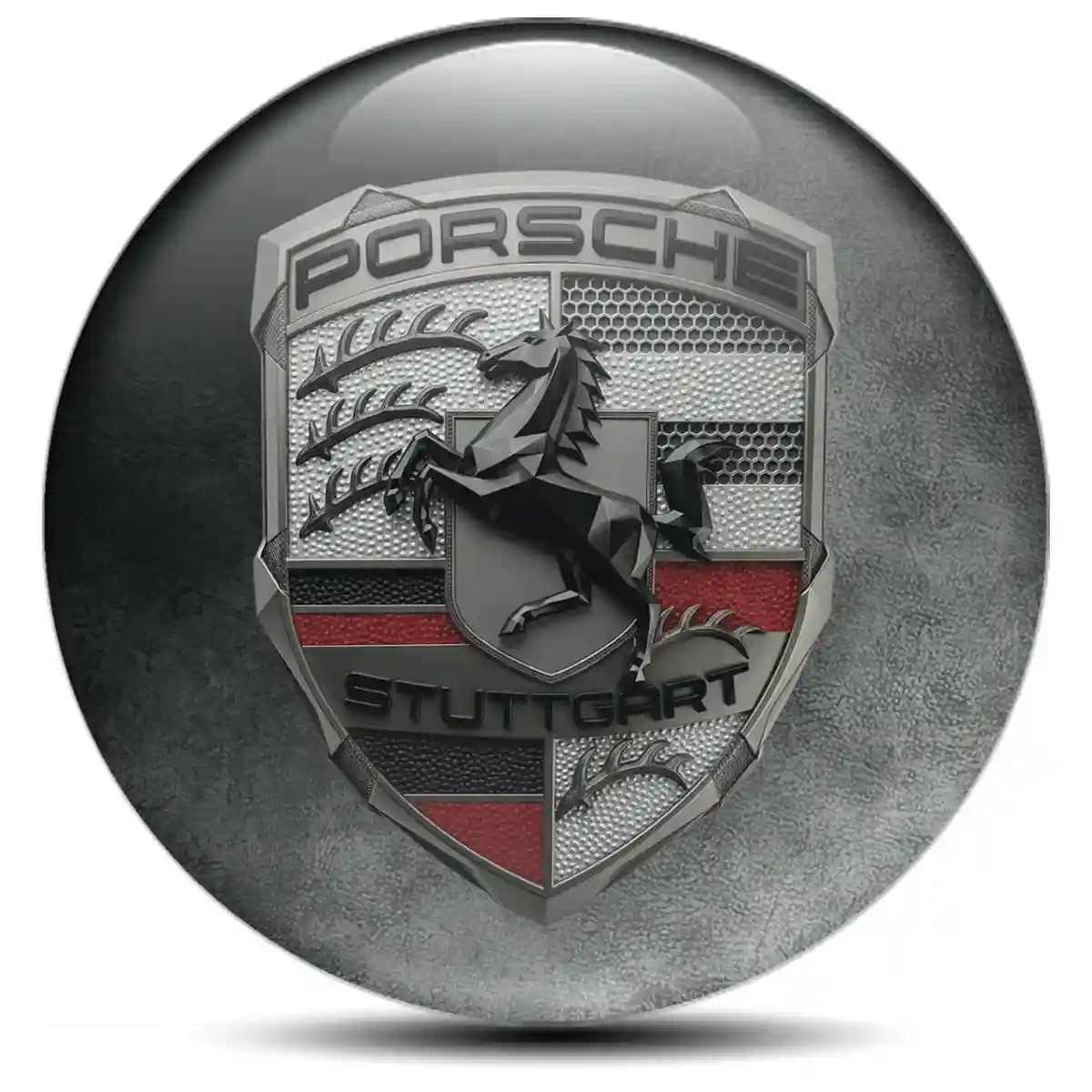Porsche Logo Emblem Self-Adhesive Premium Dome