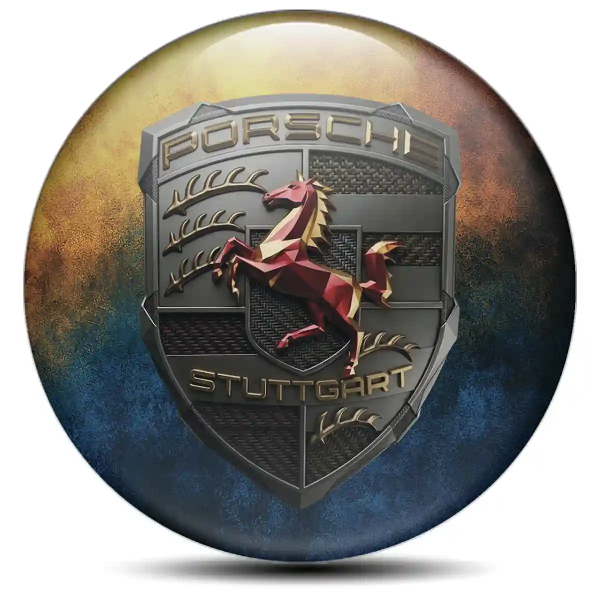 Porsche Logo Silicone Badge Premium Dome
