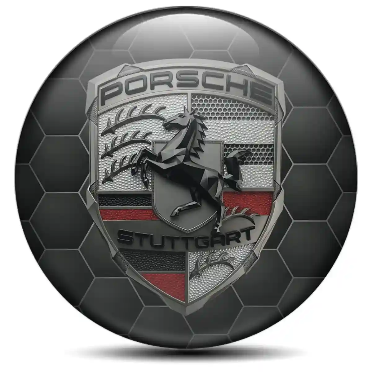 Porsche Logo Silicone Badge Self-Adhesive Noble Edition