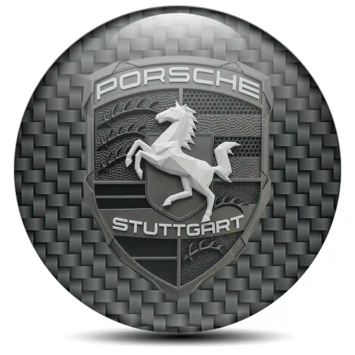 Porsche Logo Silicone Badge Self-Adhesive Premium Dome