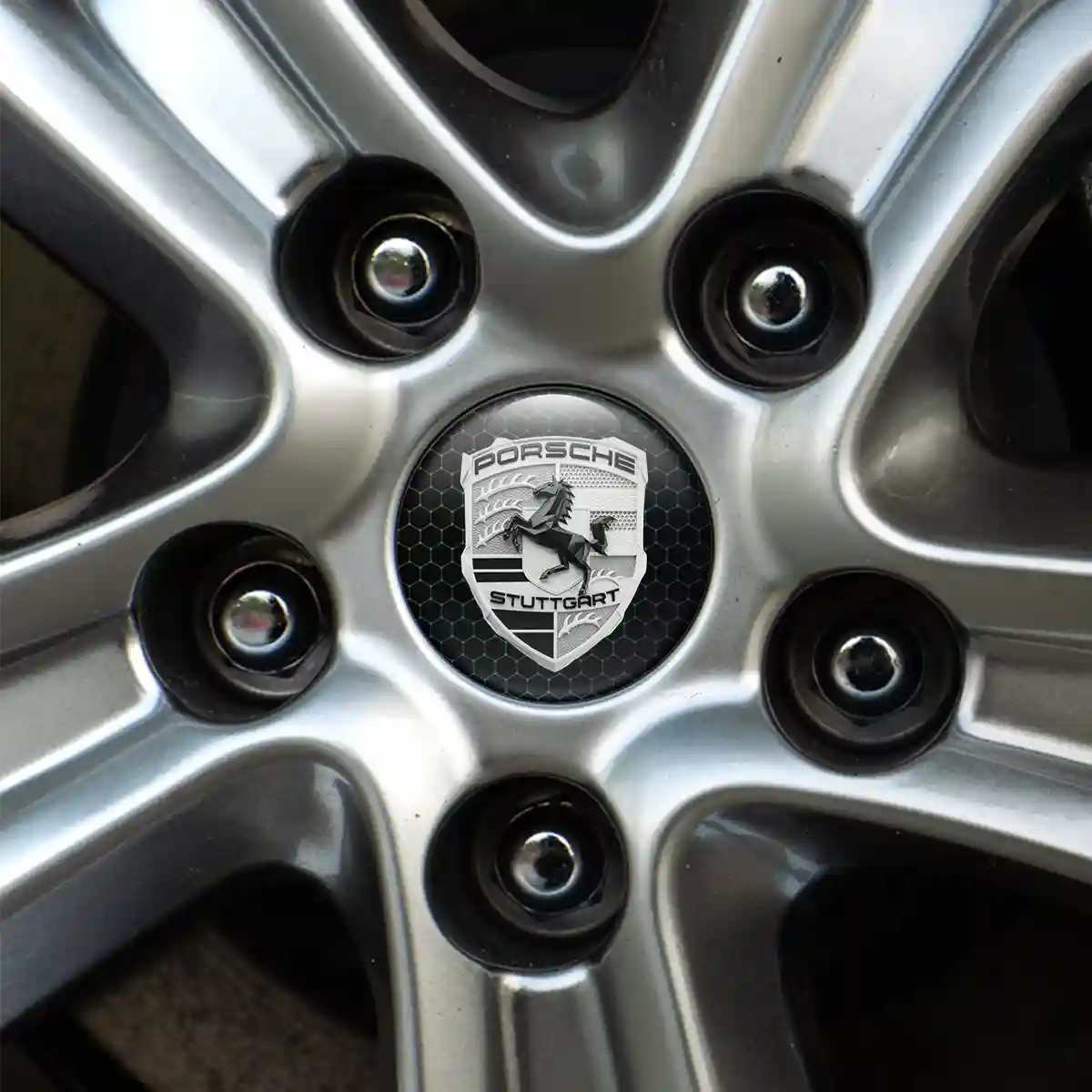 Porsche Logo Silicone Emblem Self-Adhesive Resin Luxe