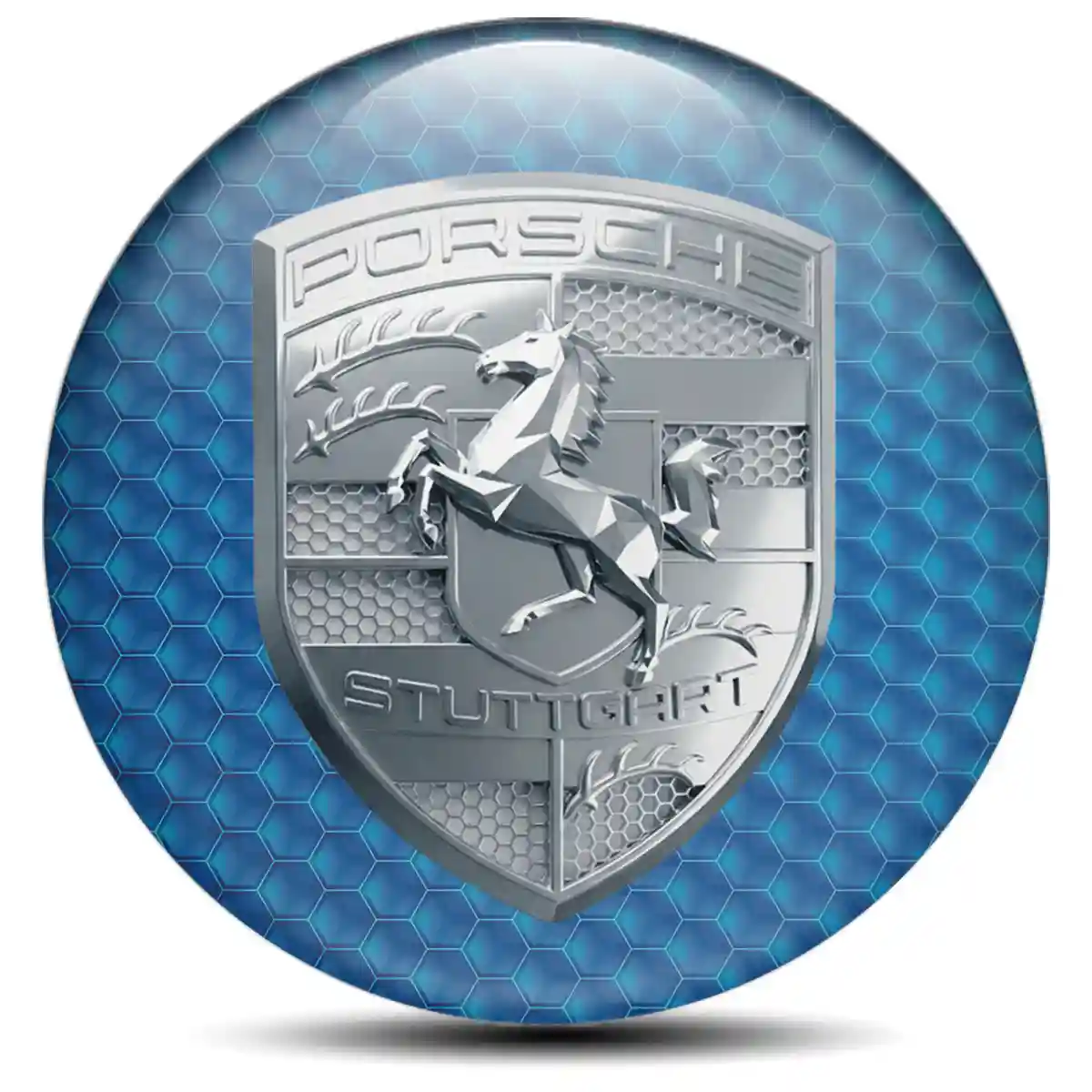 Porsche Logo Silicone Sticker Premium Dome