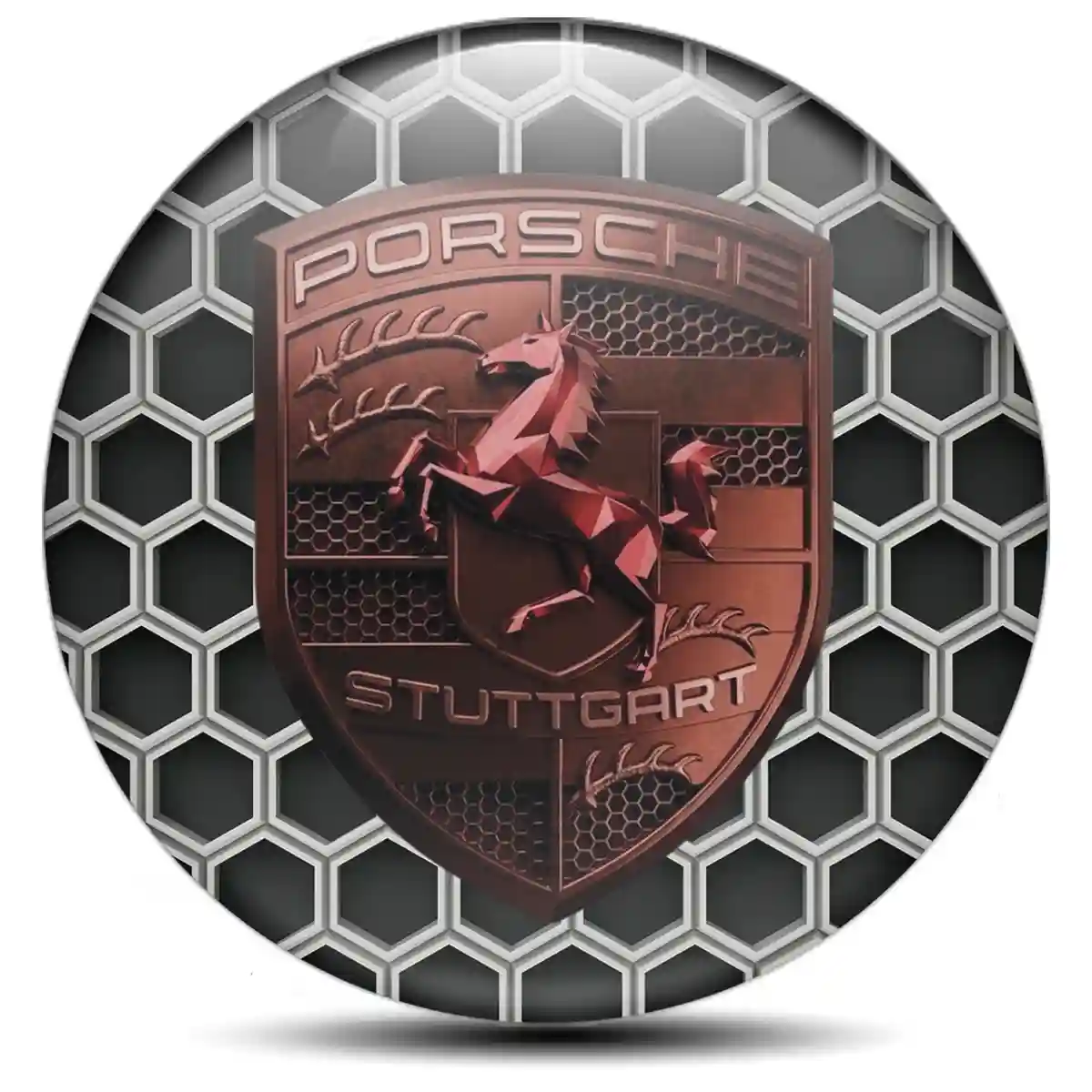 Porsche Logo Silicone Sticker Self-Adhesive Elite Finish