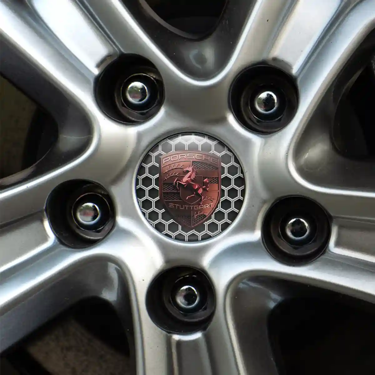 Porsche Logo Silicone Sticker Self-Adhesive Elite Finish
