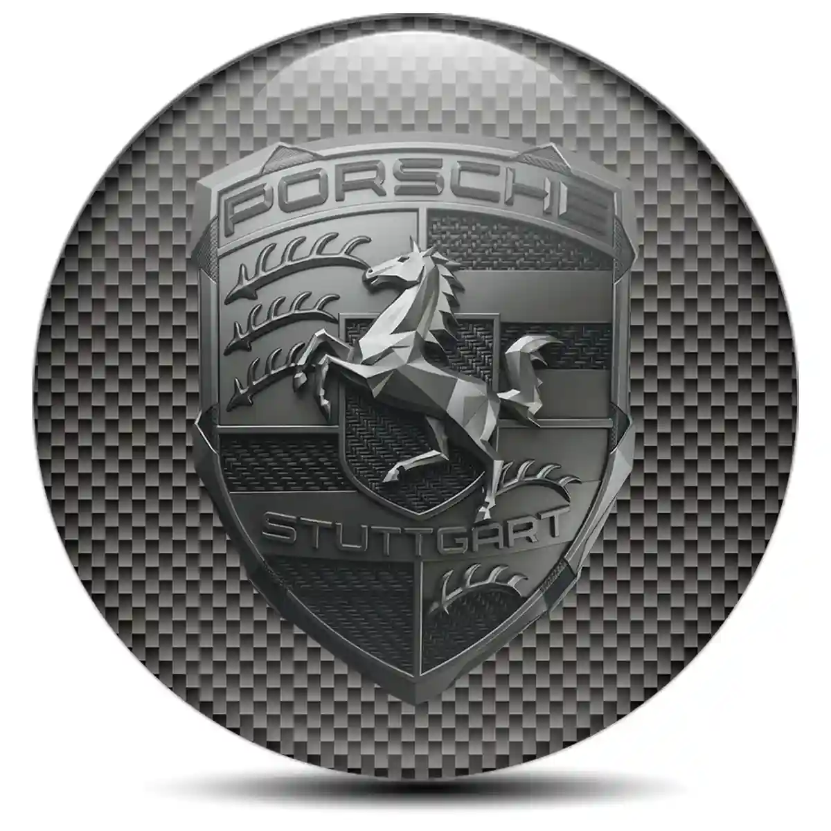 Porsche Logo Silicone Sticker Self-Adhesive Premium Dome