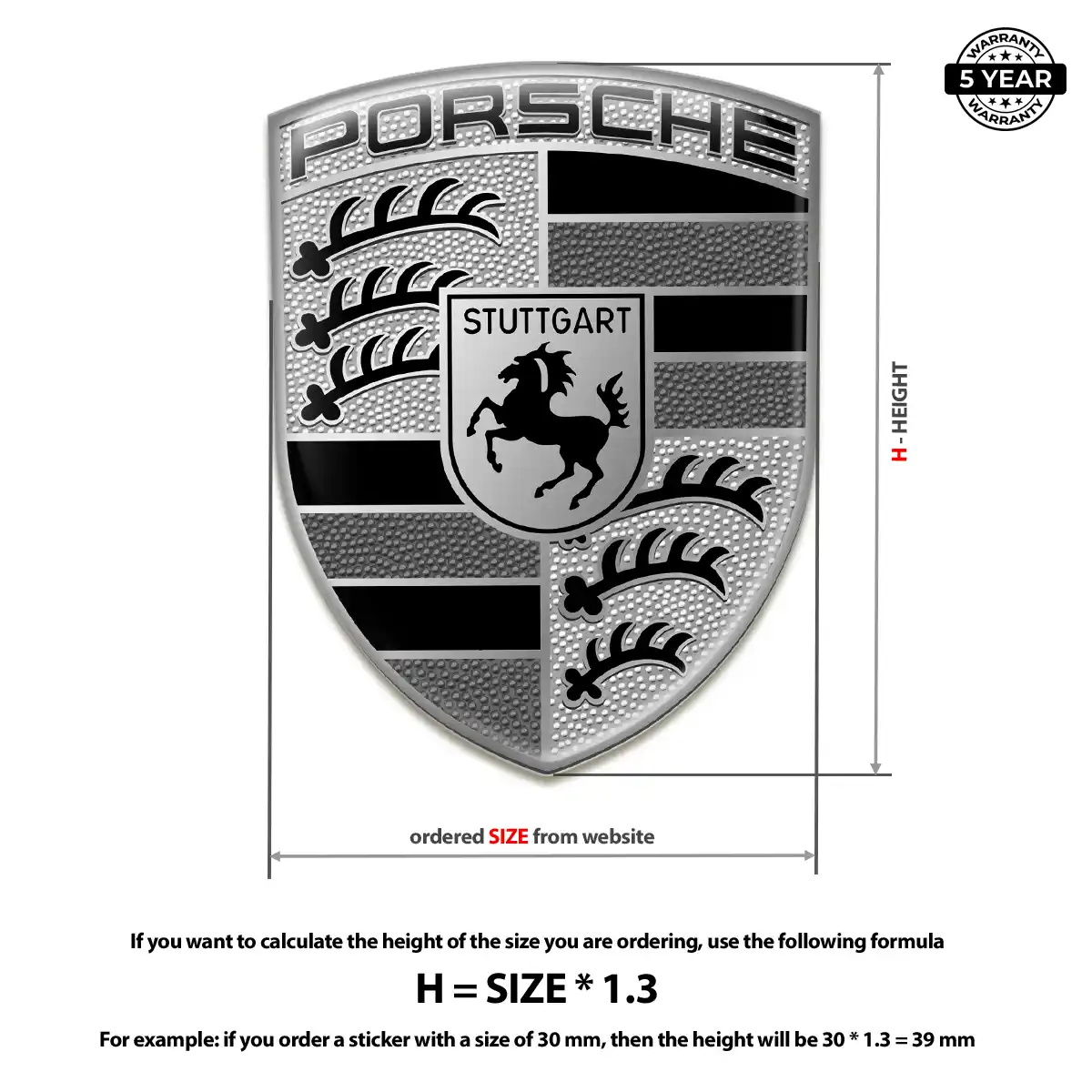 Porsche Polyurethane Domed Sticker Sleek Style