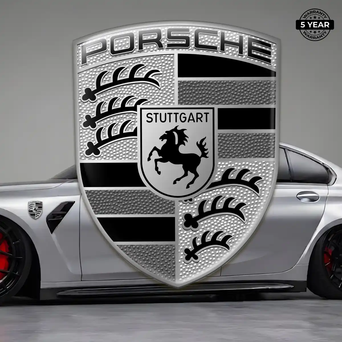 Porsche Polyurethane Domed Sticker Sleek Style