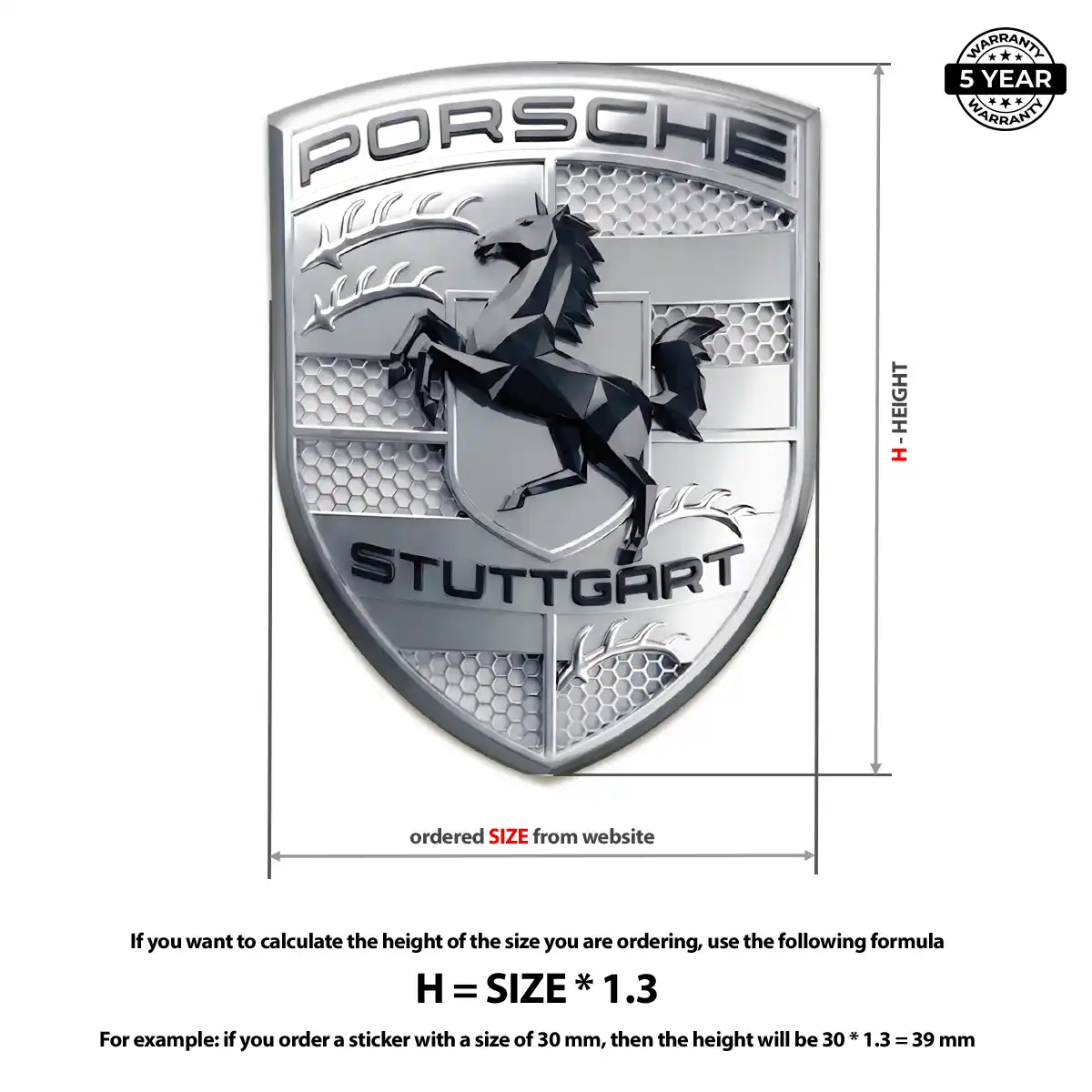 Porsche Resin Domed Sticker Sleek Style