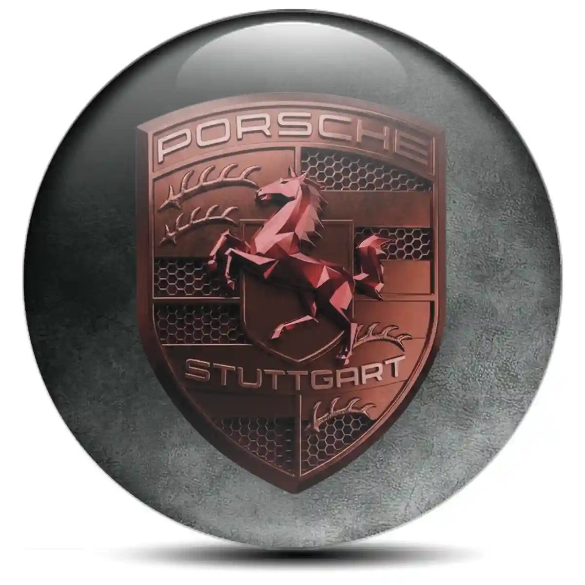 Porsche Silicone Emblem Self-Adhesive Premium Dome